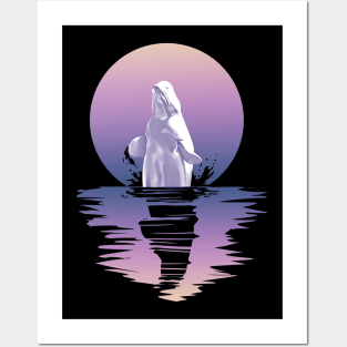 Beluga whale, Whale, Ocean, Sunset, Mammal, Sun Posters and Art